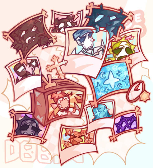 A very awesome poster feat. most of the Hotel entities. This is unironically my favourite piece of art that I&#39;ve ever made!