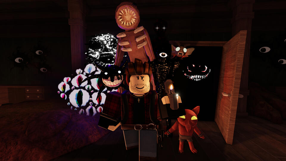 DOORS man in serious danger. I think the face I used for him is from Forsaken?? I don&#39;t know anything about Forsaken and I just got the face from the toolbox lol.